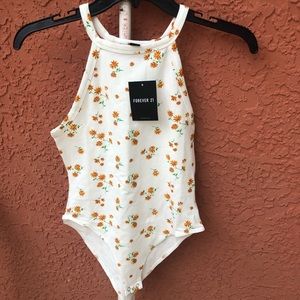 Floral halter neck bodysuit